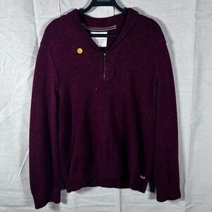 Banana Republic Heritage Mens Medium Maroon 1/4 Zip 100% Cotton‎ Sweater